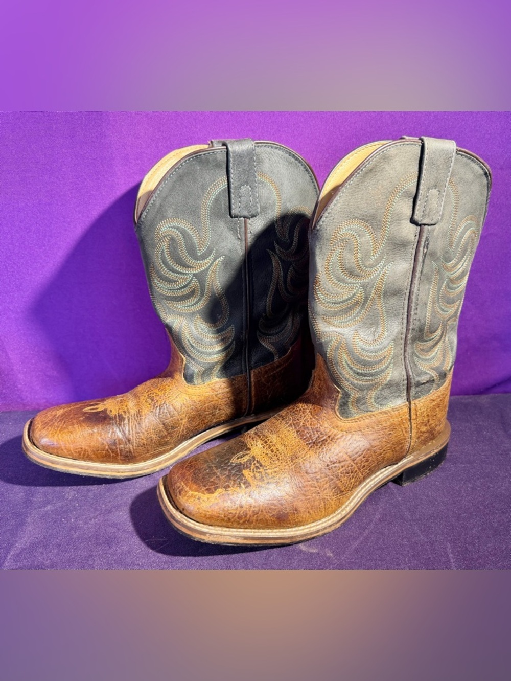 Smokey Mountain Men’s Fancy Mid Calf Cowboy Boots Size 5.5 Multi Color Leather